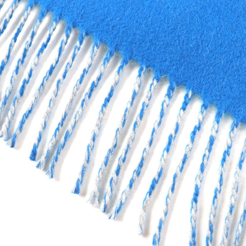 Hermes H259084s 100% Cashmere Bleu Vif/gris Flanelle Double Face Logo Embroidery