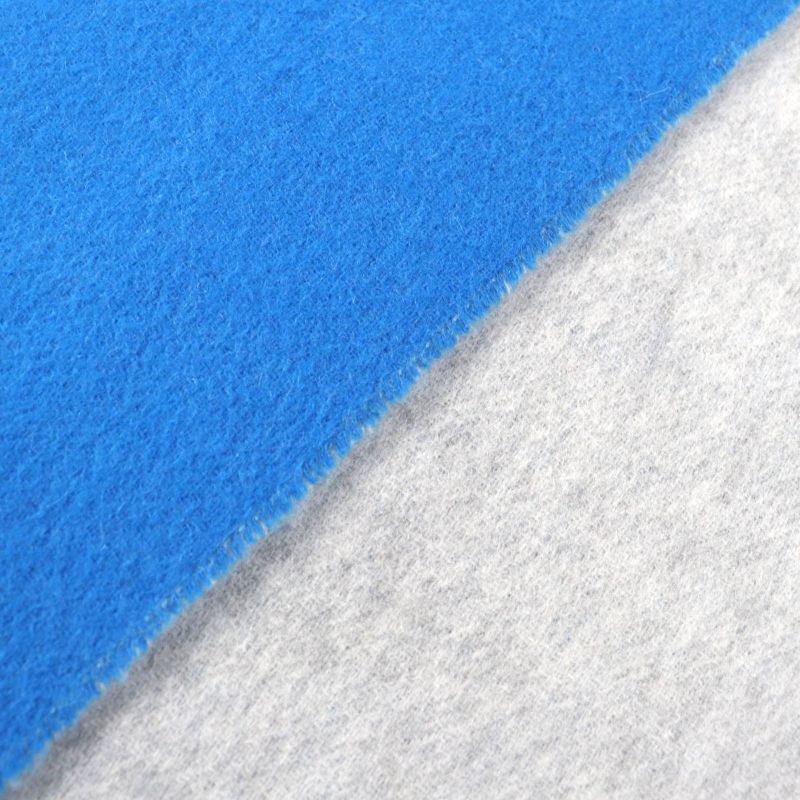 Hermes H259084s 100% Cashmere Bleu Vif/gris Flanelle Double Face Logo Embroidery