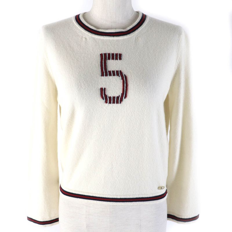 CHANEL P70307k10000 No5 100% Cashmere Coco Mark Point Crew Neck Octavo Sleeve