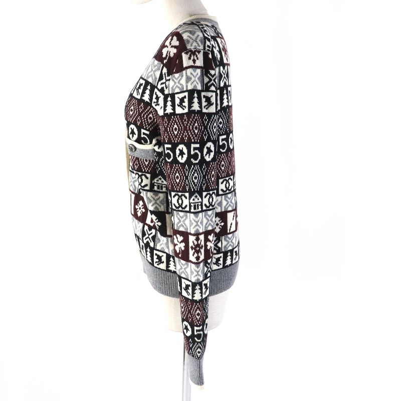 CHANEL P62167k47783 100% Cashmere Cocomark And Snowflake Buttons Snowflake