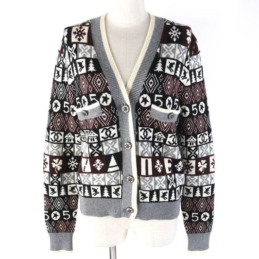CHANEL P62167k47783 100% Cashmere Cocomark And Snowflake Buttons Snowflake