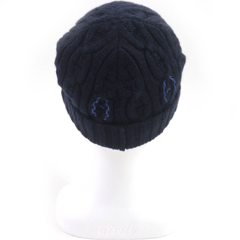 Hermes Bonnet Homme TRI Maillow Tress 100% Cashmere Lamb Leather Use Chaine