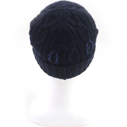 Hermes Bonnet Homme TRI Maillow Tress 100% Cashmere Lamb Leather Use Chaine