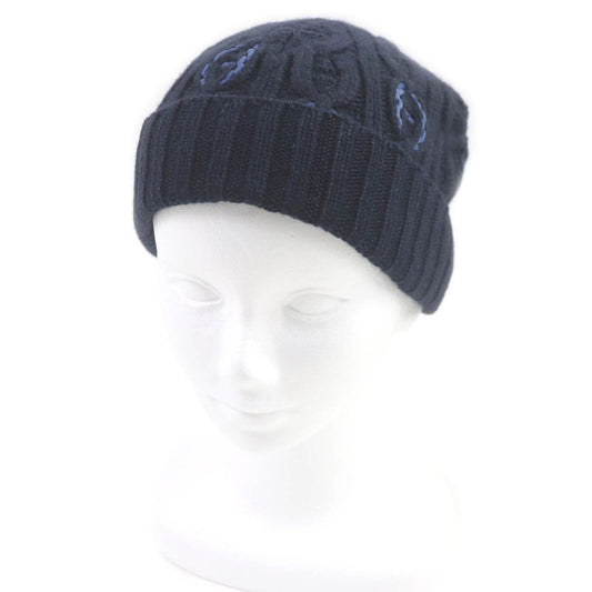 Hermes Bonnet Homme TRI Maillow Tress 100% Cashmere Lamb Leather Use Chaine