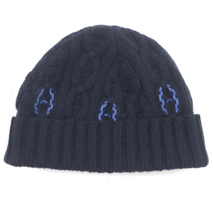 Hermes Bonnet Homme TRI Maillow Tress 100% Cashmere Lamb Leather Use Chaine