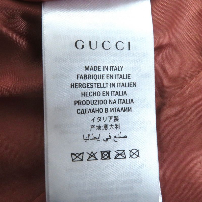 Gucci 502674 Lamb Leather Pearl Logo Quilted Rider's Jacket Blouson Black 38