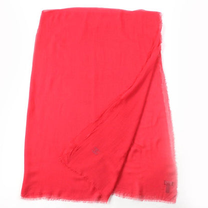 CHANEL Cashmere Blend Coco Mark Embroidered Fringed Large Scarf Shawl Red