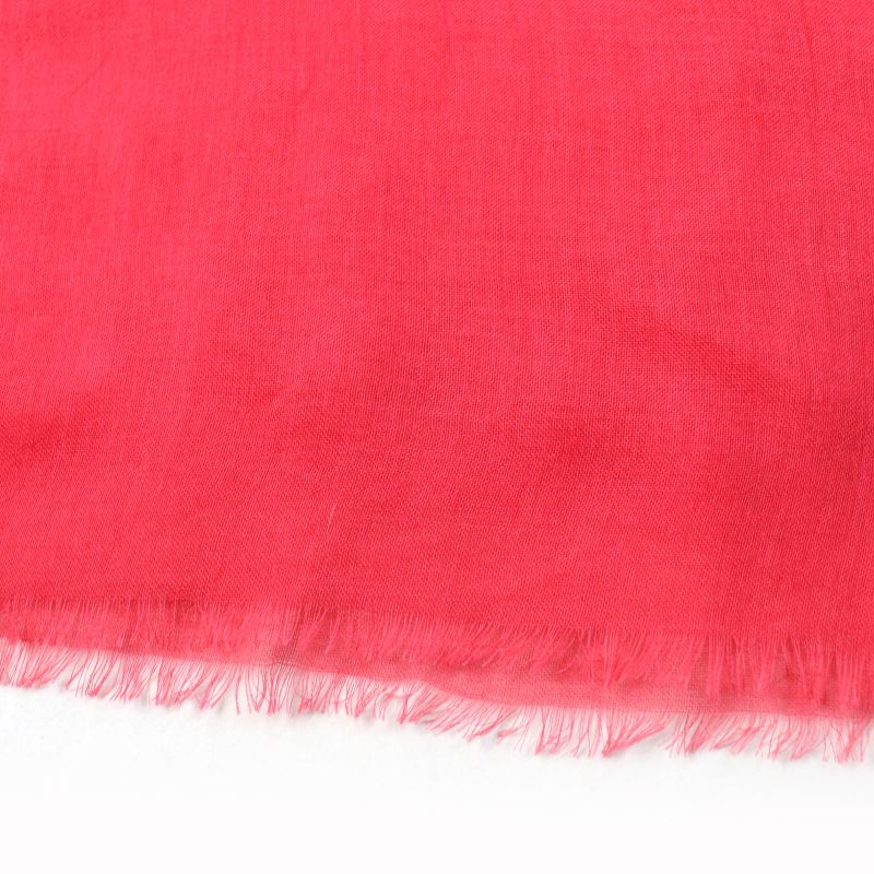 CHANEL Cashmere Blend Coco Mark Embroidered Fringed Large Scarf Shawl Red
