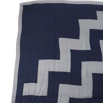 Louis Vuitton Mp1817 Wool Silk Monogram Patterned Scarf Navy Gray With Box Made