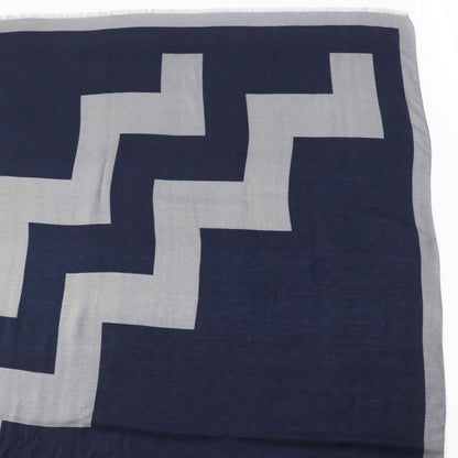 Louis Vuitton Mp1817 Wool Silk Monogram Patterned Scarf Navy Gray With Box Made