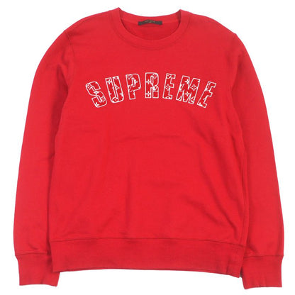 Louis Vuitton Supreme Hdy93w Monogram Logo Embroidery Sweatshirt Red M Made In