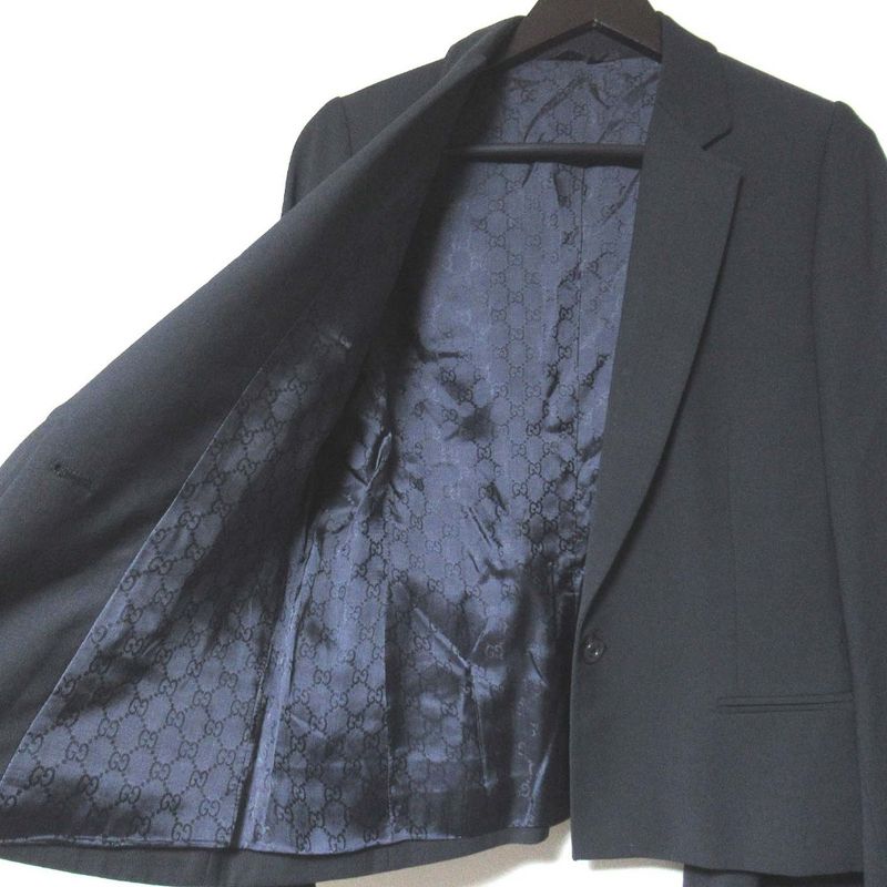 Gucci Tom Ford Period Tailored Jacket + Wrap Skirt Suit Setup Size 42/40 Black
