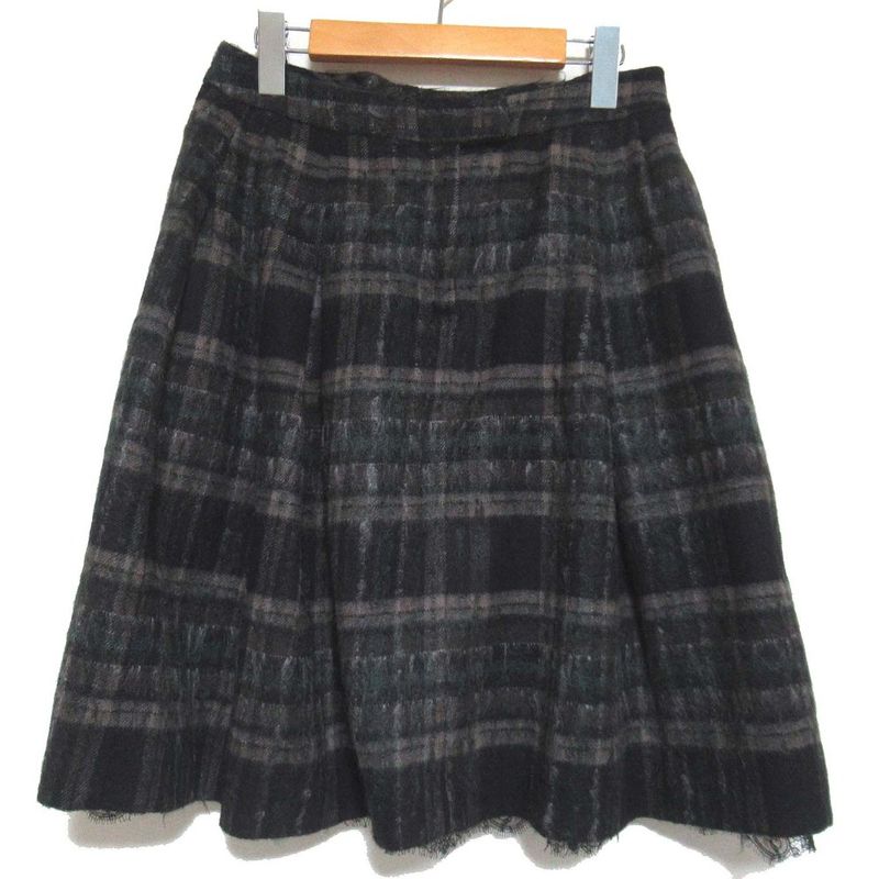 Fendi Checkered Knee-Length Box Pleated Skirt Size 44 Brown and Black Ladies