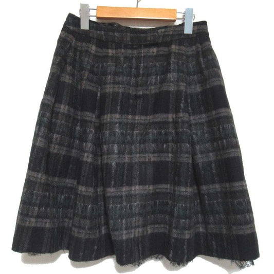 Fendi Checkered Knee-Length Box Pleated Skirt Size 44 Brown and Black Ladies