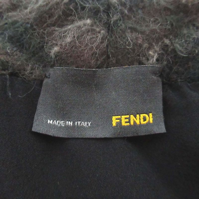 Fendi Checkered Knee-Length Box Pleated Skirt Size 44 Brown and Black Ladies