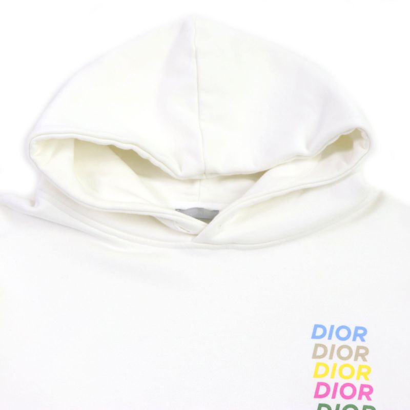 DIOR Homme 24SS 413j646a0531 Cotton Multi Logo Oversized Pullover Hoodie White