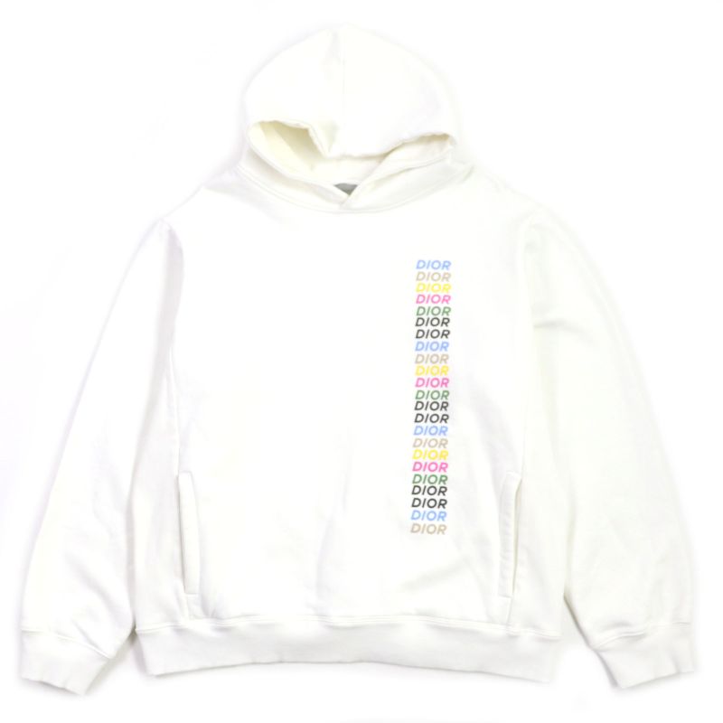 DIOR Homme 24SS 413j646a0531 Cotton Multi Logo Oversized Pullover Hoodie White