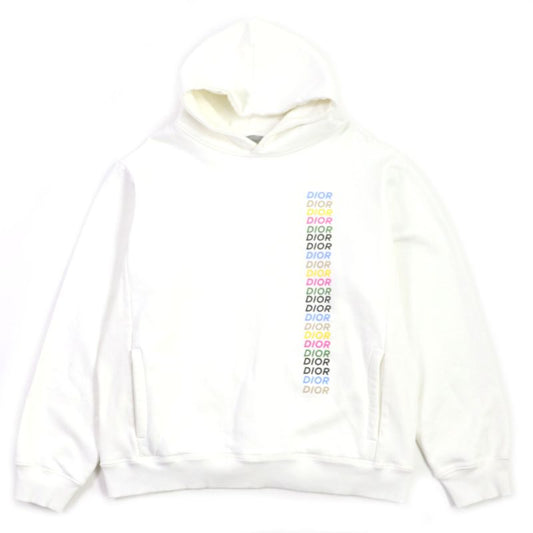 DIOR Homme 24SS 413j646a0531 Cotton Multi Logo Oversized Pullover Hoodie White