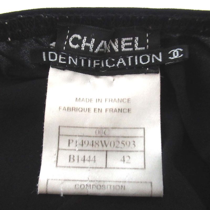 00c Chanel Vintage Pile Cutout Knee Length Sleeveless Dress Size 42 Black