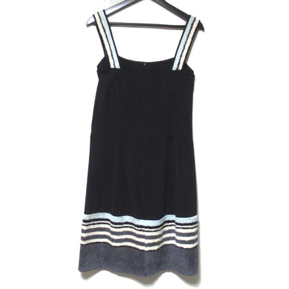 00c Chanel Vintage Pile Cutout Knee Length Sleeveless Dress Size 42 Black