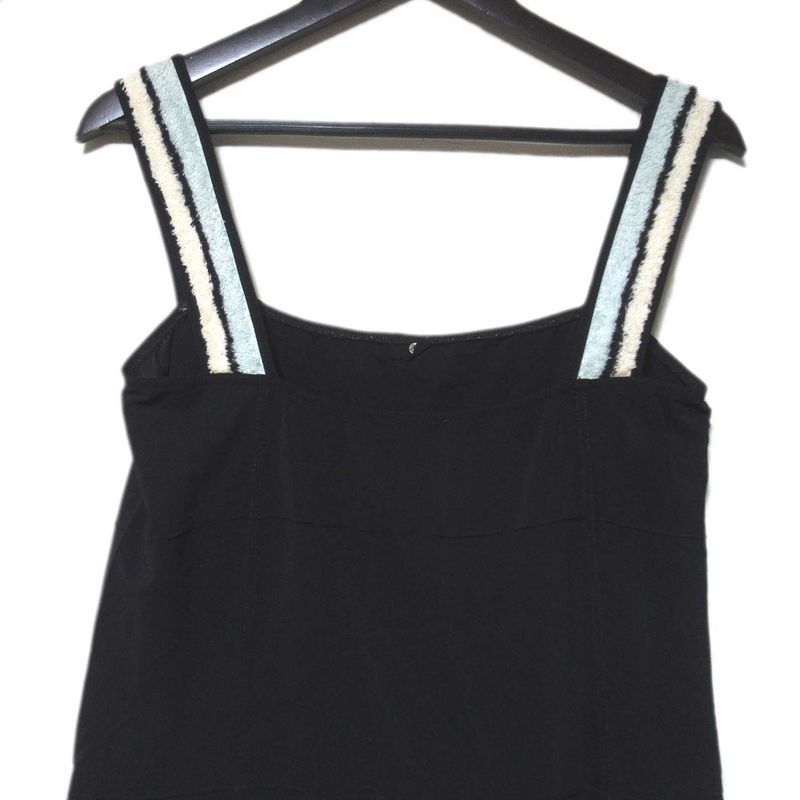 00c Chanel Vintage Pile Cutout Knee Length Sleeveless Dress Size 42 Black