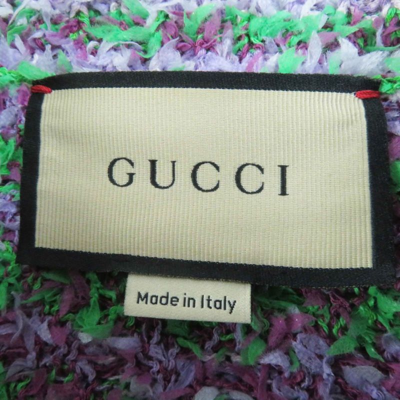 Gucci 695796 Giant GG Jacquard Short Sleeve Knit Pullover Purple Green M Made