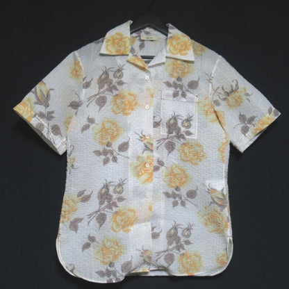 Celine Phoebe Period Flower Print Open Collar Shirt Size 36 White Women's Used