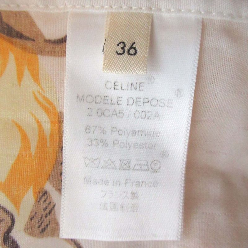 Celine Phoebe Period Flower Print Open Collar Shirt Size 36 White Women's Used