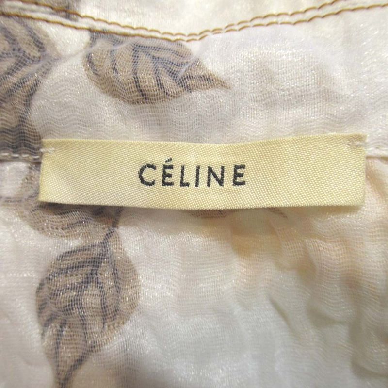 Celine Phoebe Period Flower Print Open Collar Shirt Size 36 White Women's Used