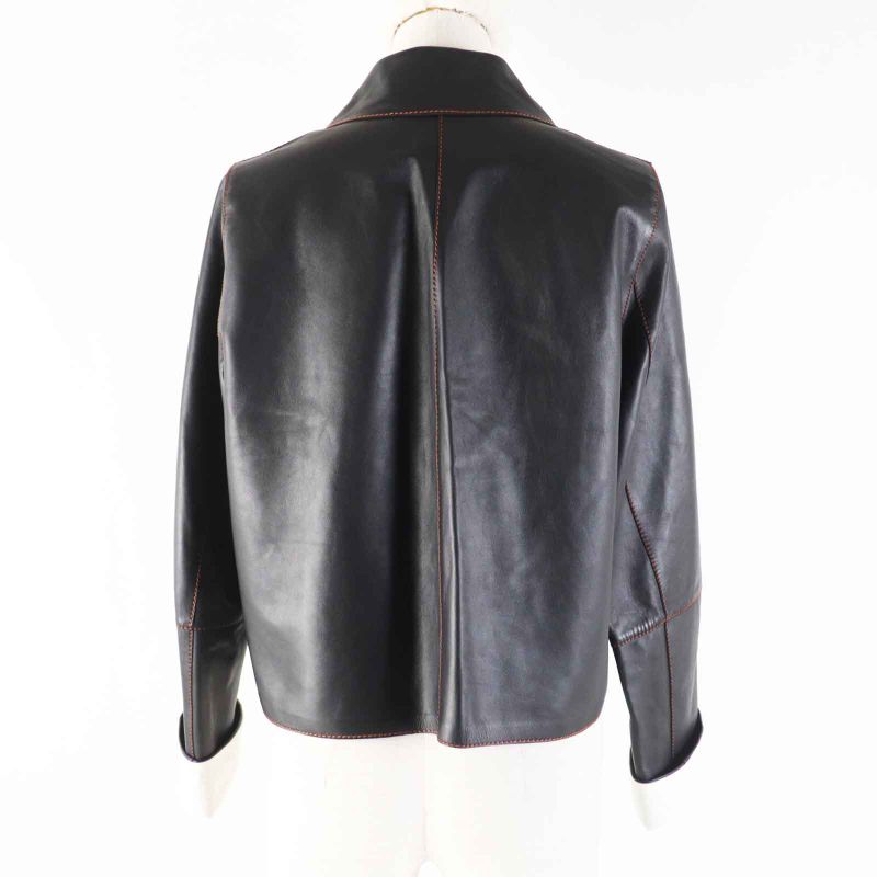 LOEWE S359330xbu Lambskin Turn-up Jacket With Logo Buttons Black Approx M With