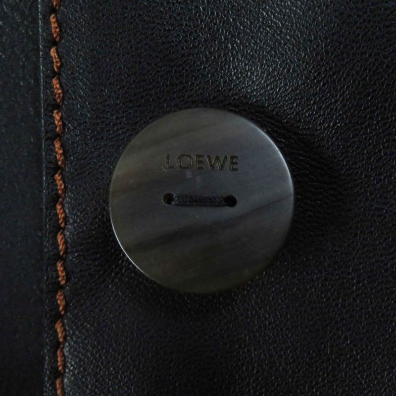 LOEWE S359330xbu Lambskin Turn-up Jacket With Logo Buttons Black Approx M With