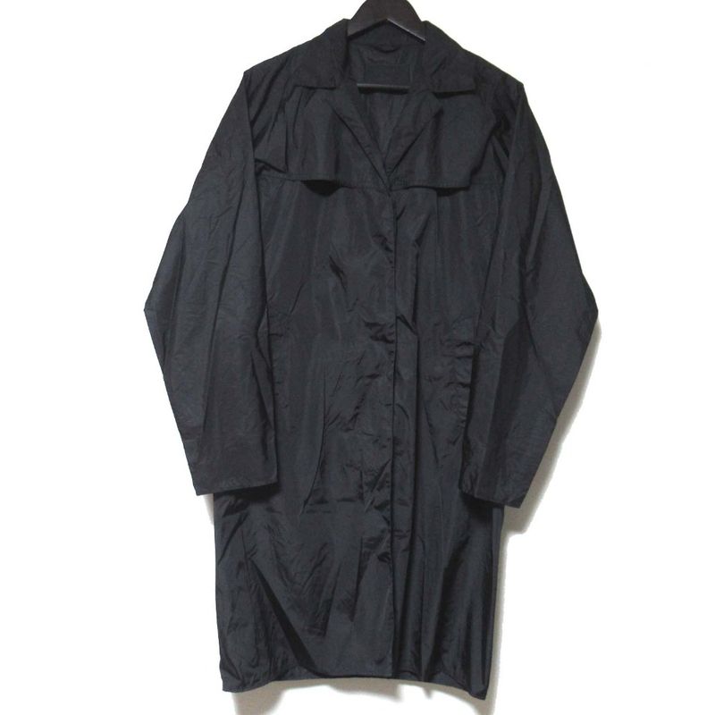 Prada Packable Nylon Stencil Collar Coat Size S Black Ladies Used