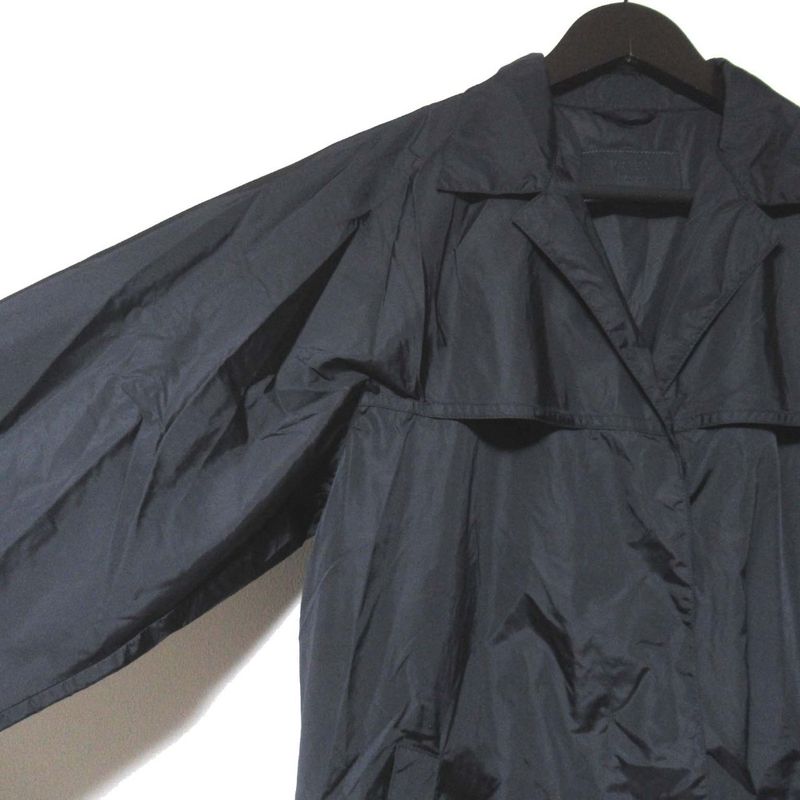 Prada Packable Nylon Stencil Collar Coat Size S Black Ladies Used