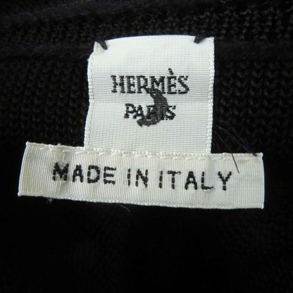 Hermes Camel Rayon Different Material Design Drape Collar Long Dress Black 38