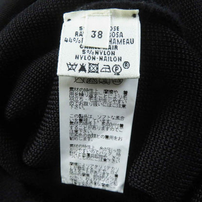 Hermes Camel Rayon Different Material Design Drape Collar Long Dress Black 38