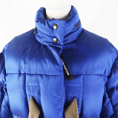 Louis Vuitton 23SS Belted Lined Monogram Down Jacket Blue 34 Hanger Made In