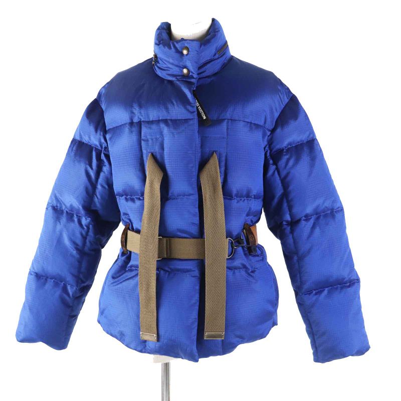 Louis Vuitton 23SS Belted Lined Monogram Down Jacket Blue 34 Hanger Made In