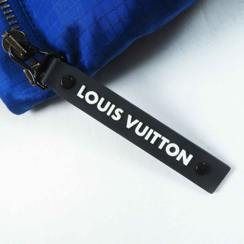 Louis Vuitton 23SS Belted Lined Monogram Down Jacket Blue 34 Hanger Made In