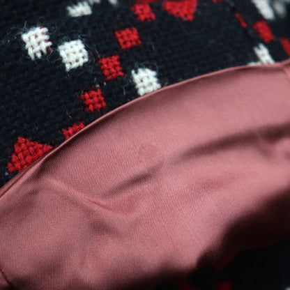 Gucci 535769 GG Diamond Wool Coat 100% Wool Long Double Chester Coat Black Red