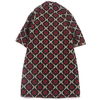 Gucci 535769 GG Diamond Wool Coat 100% Wool Long Double Chester Coat Black Red