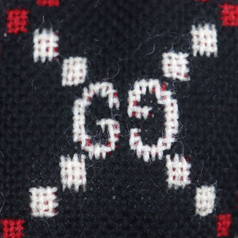 Gucci 535769 GG Diamond Wool Coat 100% Wool Long Double Chester Coat Black Red