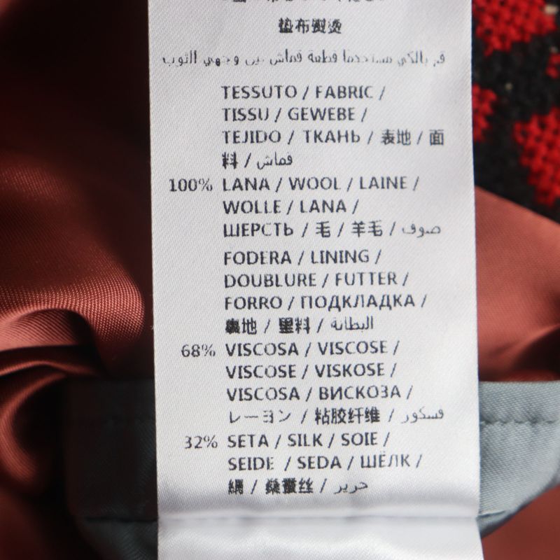 Gucci 535769 GG Diamond Wool Coat 100% Wool Long Double Chester Coat Black Red