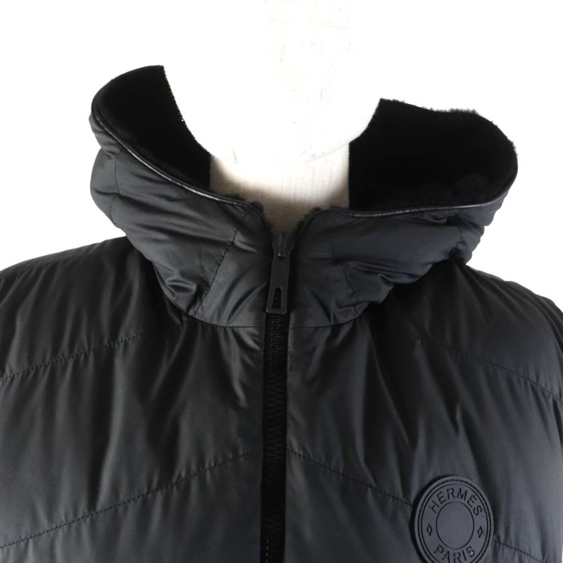 Hermes 24AW 4h1233df Reversible With Serie Patch Leather Used Lamb Fur Down