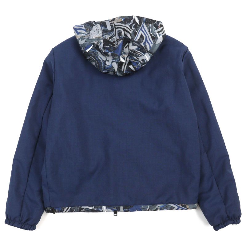 Fendi 2021 Fw1088 AIXY FF Logo Reversible Cotton Jacket Windbreaker Jacket Blue