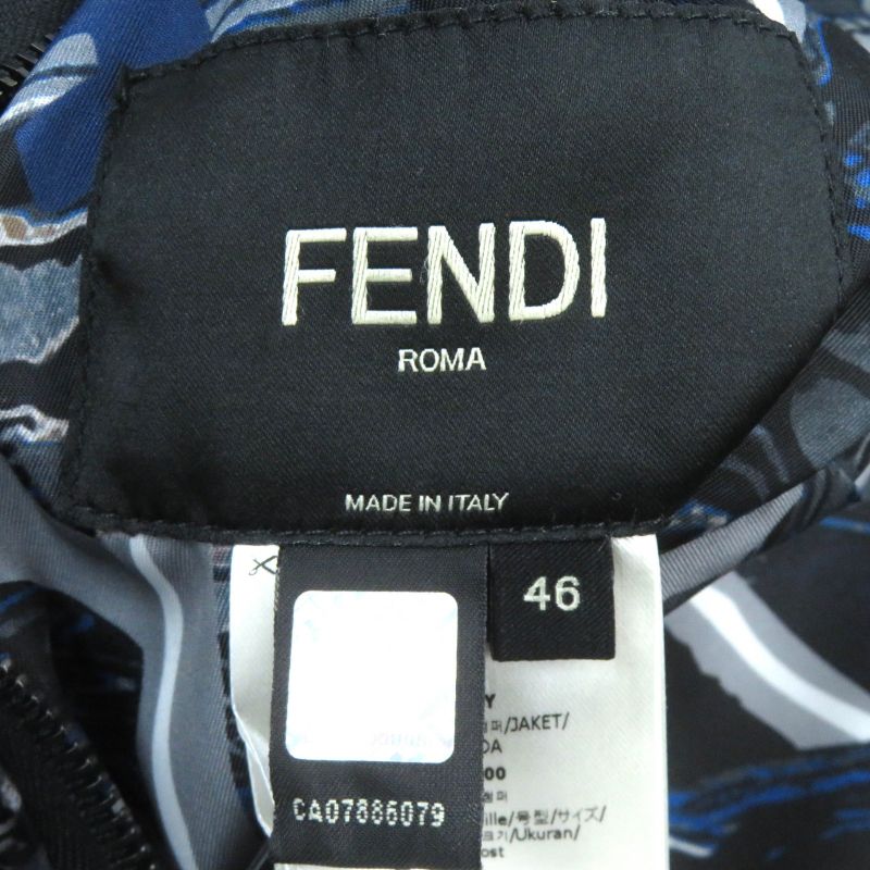 Fendi 2021 Fw1088 AIXY FF Logo Reversible Cotton Jacket Windbreaker Jacket Blue