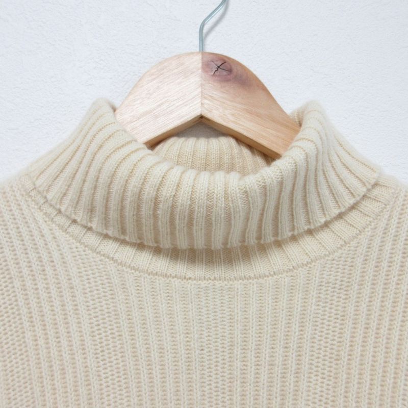 Good Celine 100% Cashmere Turtleneck Half Sleeve Ribbed Knit Sweater Size M