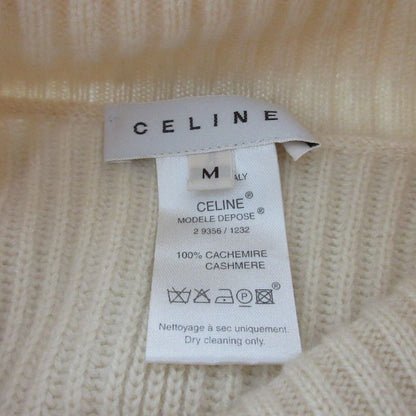 Good Celine 100% Cashmere Turtleneck Half Sleeve Ribbed Knit Sweater Size M