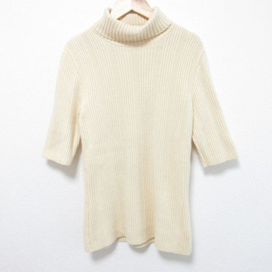Good Celine 100% Cashmere Turtleneck Half Sleeve Ribbed Knit Sweater Size M