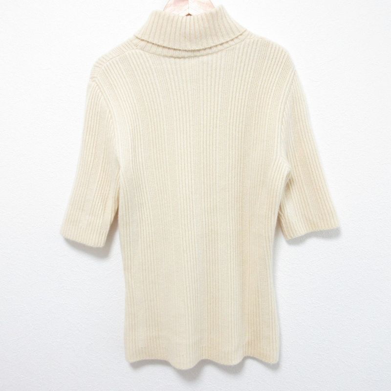 Good Celine 100% Cashmere Turtleneck Half Sleeve Ribbed Knit Sweater Size M