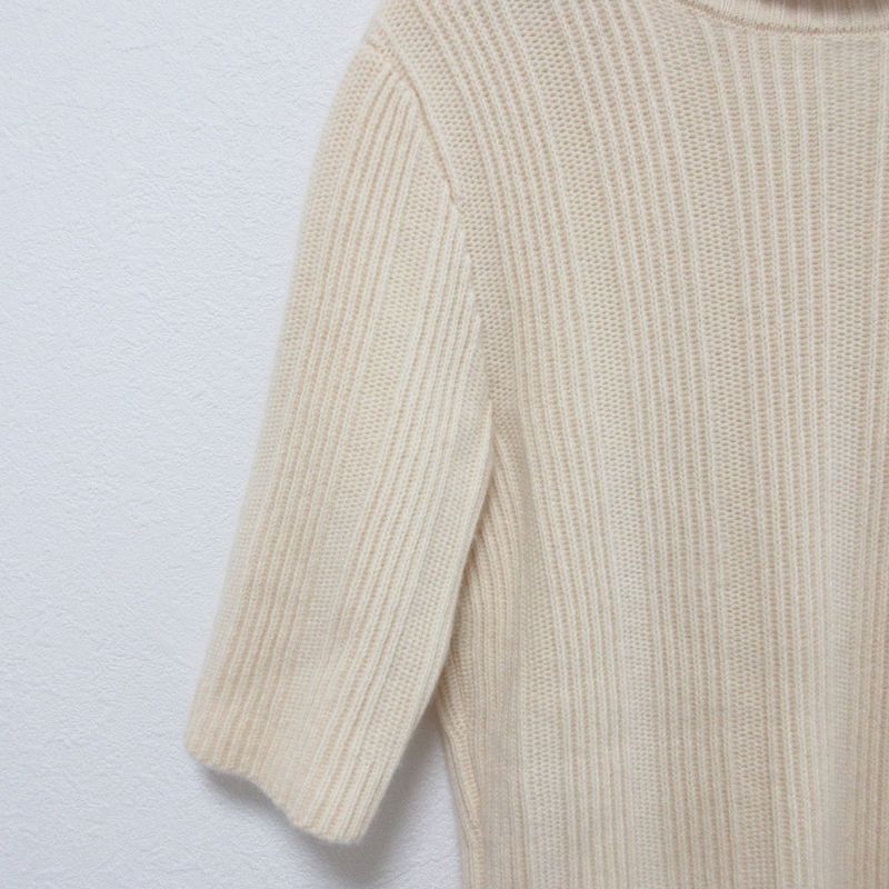 Good Celine 100% Cashmere Turtleneck Half Sleeve Ribbed Knit Sweater Size M